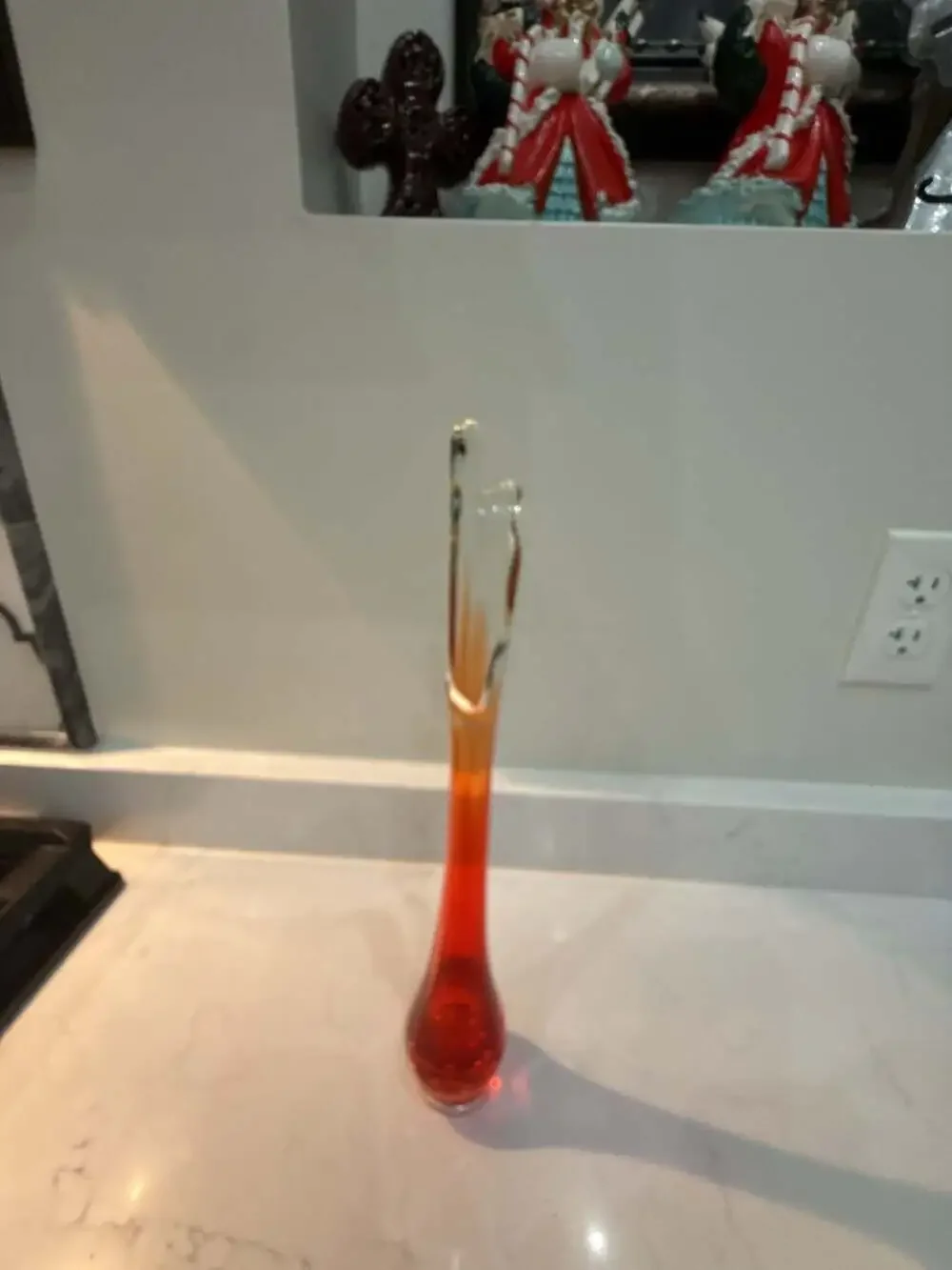 Vintage Mid-Century Viking Glass Epic Swung Bud Vase in Persimmon Amberina